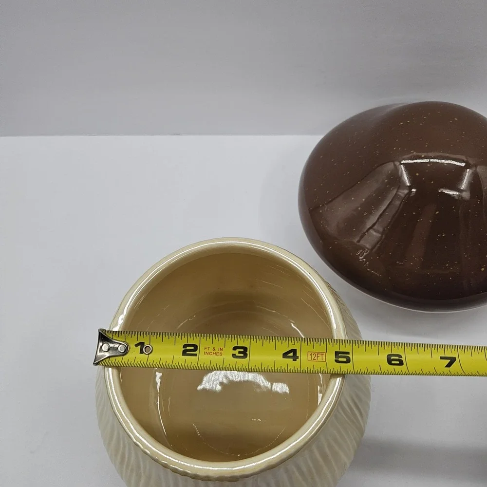 Brklyn Steel Co. Mushroom Jar/Canister Brown Speckled Cap W/‎ Cream Base/Stem